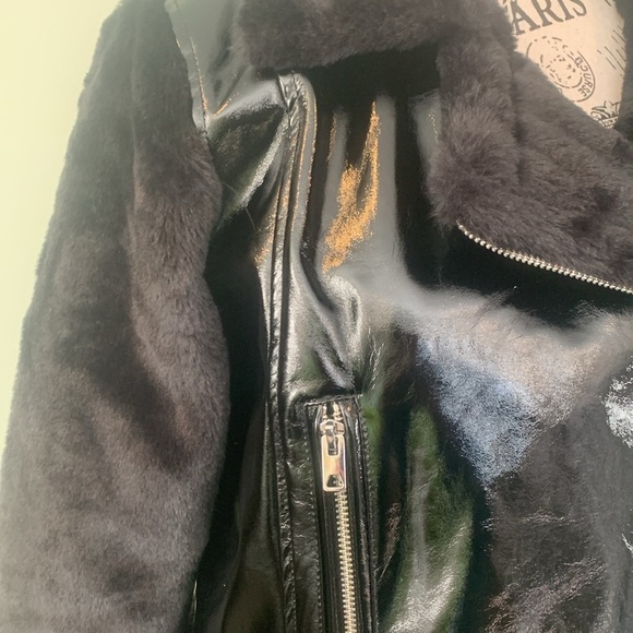 NEW Sebby Collection Faux Leather and Faux Fur Black Moto Jacket Women’s Small - Picture 6 of 6